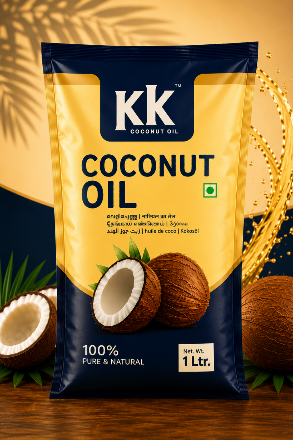 KK Pure Kerala Coconut Oil – 1 Litre Value Pouch