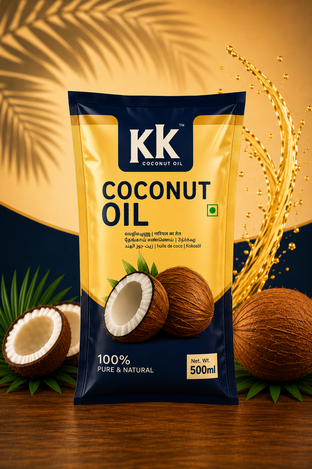 KK Pure Kerala Coconut Oil – 500ml Value Pouch